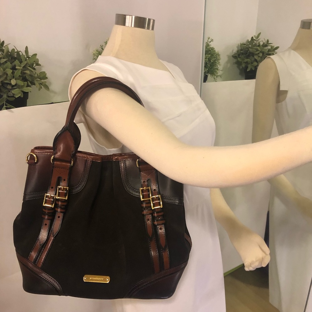 BURBERRY BROWN SUEDE AND LEATHER BAG